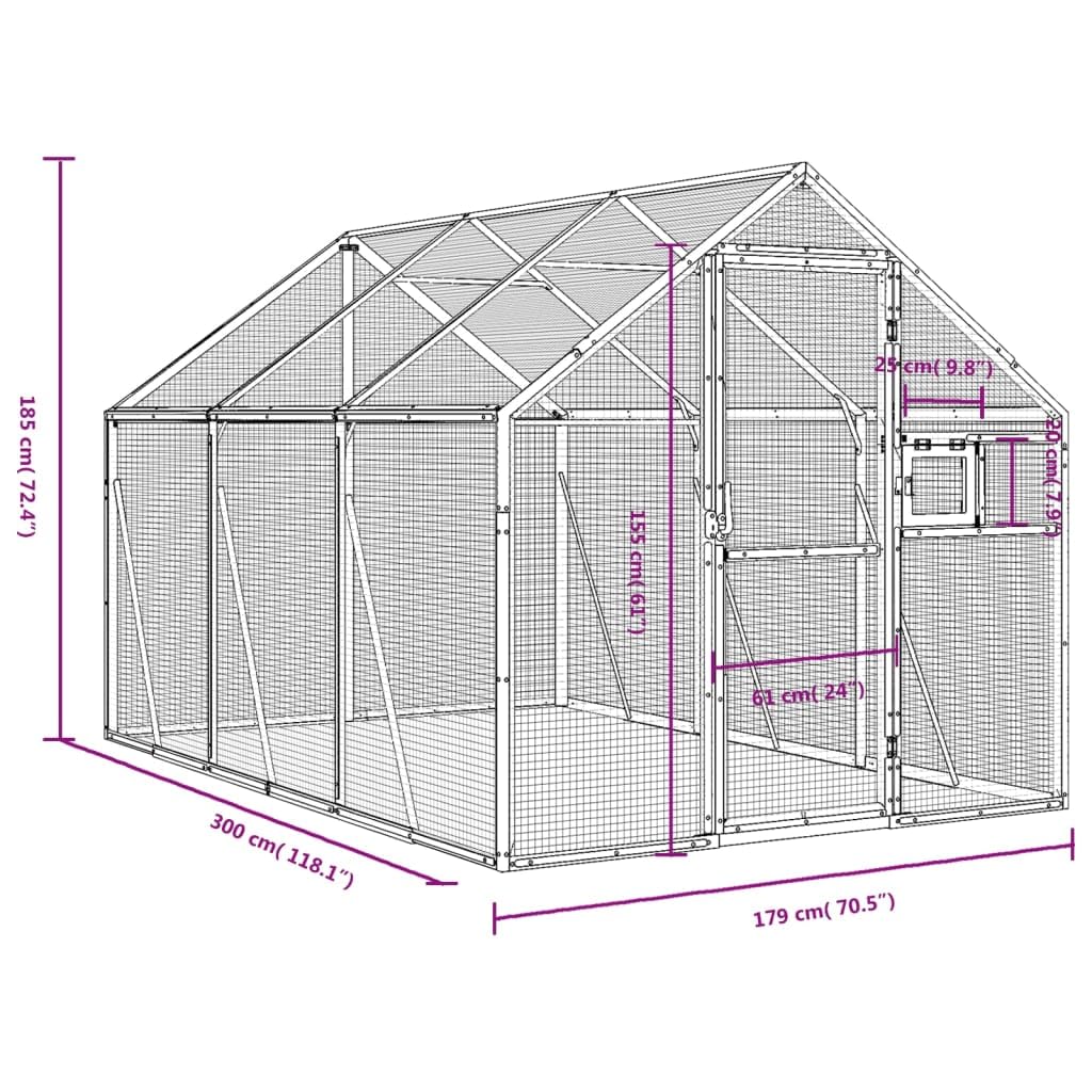 IKAYAA Pajareras Exterior en Jardin, Jaula Grande para Pájaros, Casa para Pájaros, Voladera para Pájaros, Voladera de Jardín para Aves Exóticas 1,79x3x1,85 m Gris Antracita