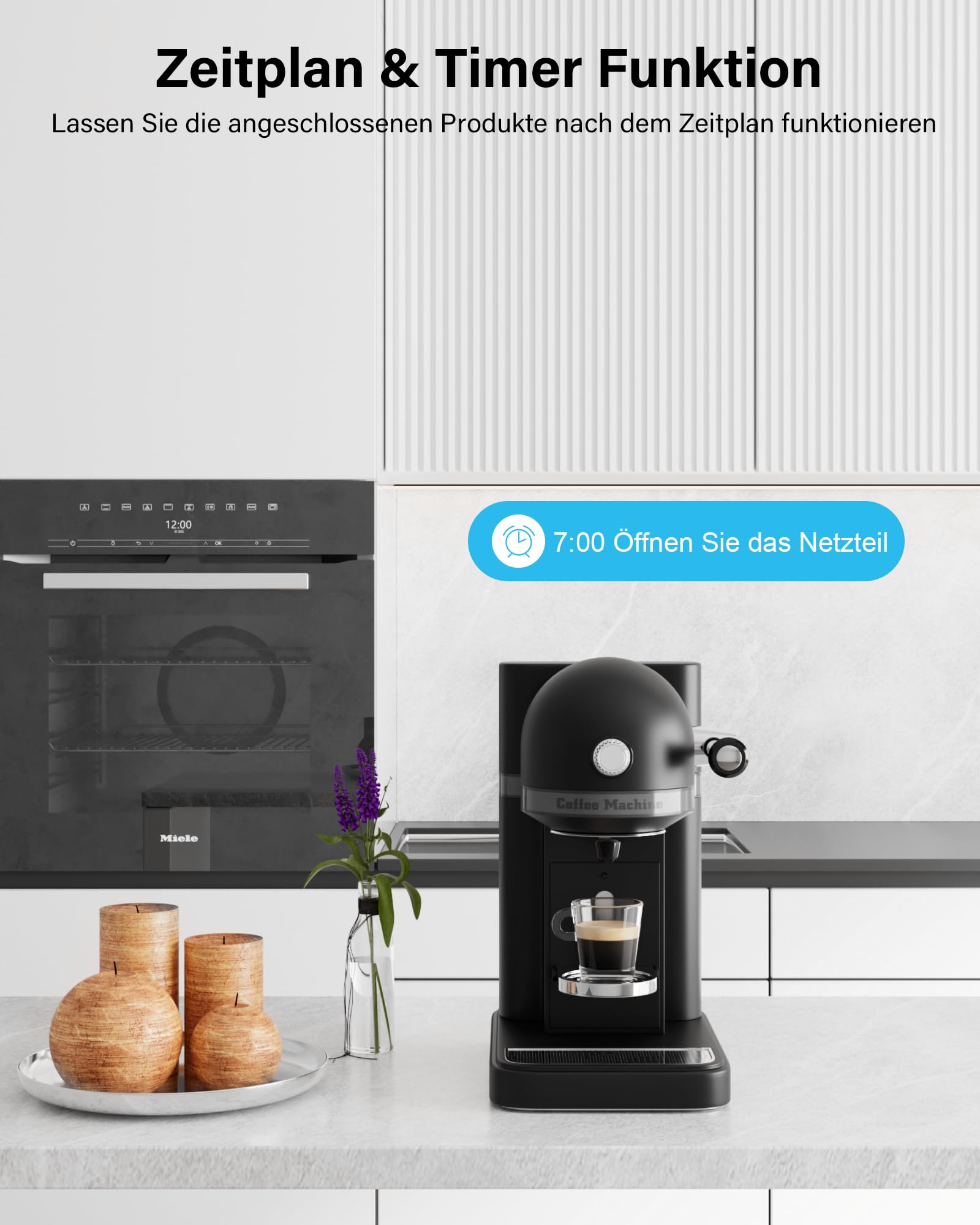 Woox Alexa Steckdose Stromverbrauch Messen 4 Stück, WLAN Steckdose mit Stromzähler 16A, TÜV Geprüft, Zeitschaltuhr Sprachsteuerung Kompatibel mit Alexa Google Home
