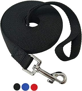 Nylon Dog Training Lead Dog Leash Long Leash 100 Ft Long Leash for Dogs (1" Wide) (Black, 100 Feet)