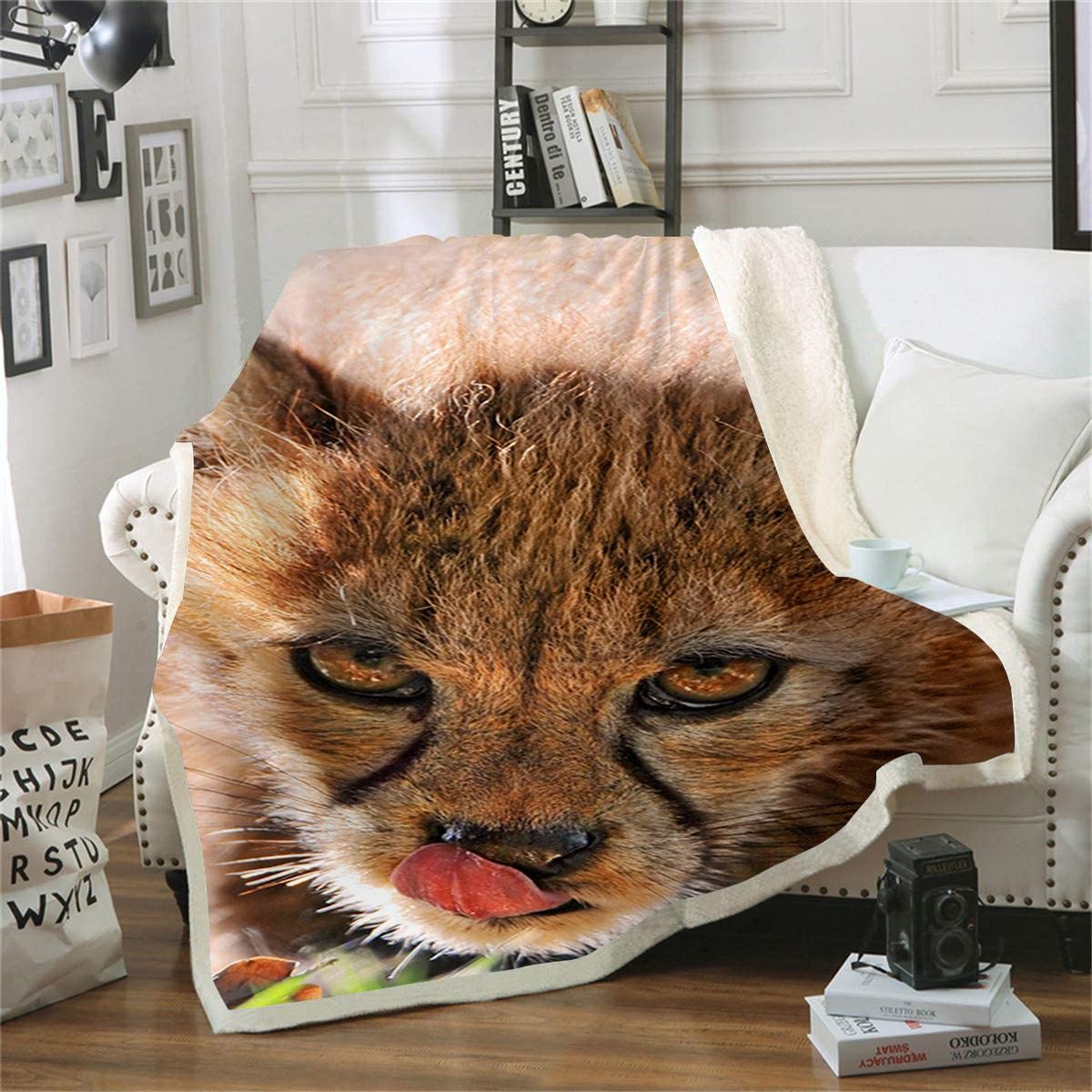 Couverture polaire guépard douce 150x200 plaid lit et jeté canapé