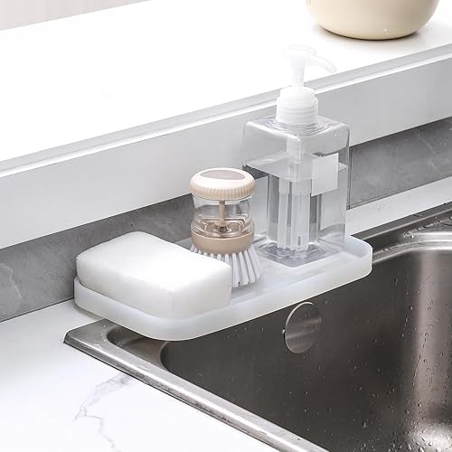 Miniatura 7 de MicoYang Bandeja organizadora de fregadero de cocina de silicona para múltiples usos, soporte de esponjas fácil de limpiar para encimera o