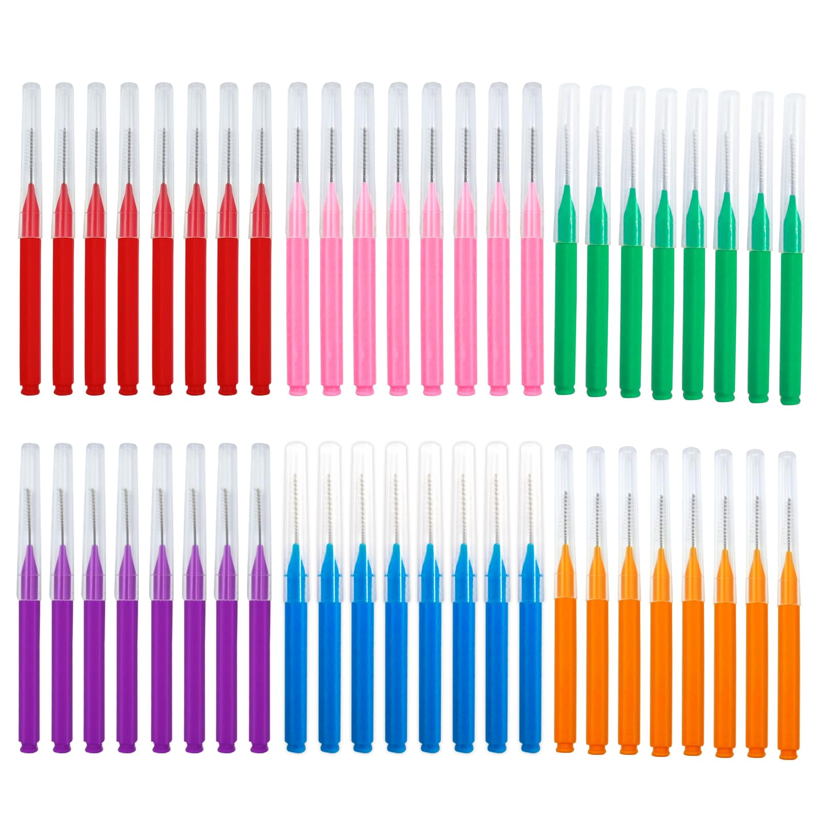 48pcs Pieces Interdental Brush, Soft Dental Brushes, Long Handle, Oral Dental Hygiene Brush Handle Angled Head Tooth Picks Floss Sticks for Braces Oral Cleaning Narrow Gaps Between Teeth(6 Colors)-image-44