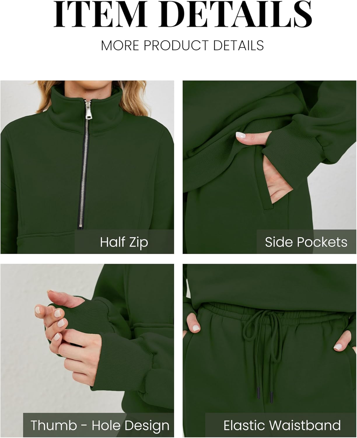 Himosyber Women Sweatsuits Half Zip Fleece Sweatshirt and Pant 2 Piece Joggers Set Tracksuit - Image 2