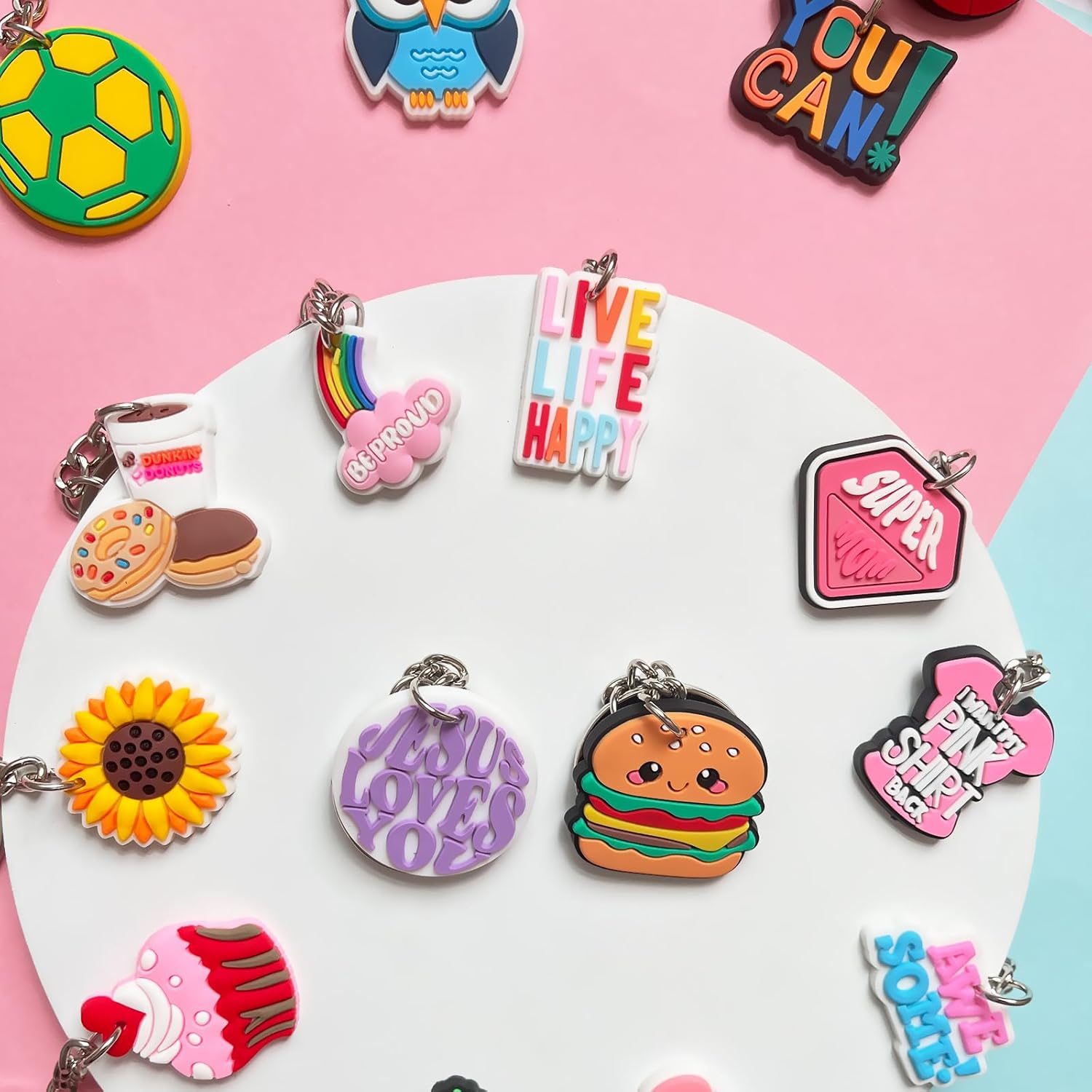 Random Cute Keychains,Mixed Non-Repeat Key Chain for Classroom Prizes Family Incentives Party Gift - Image 6