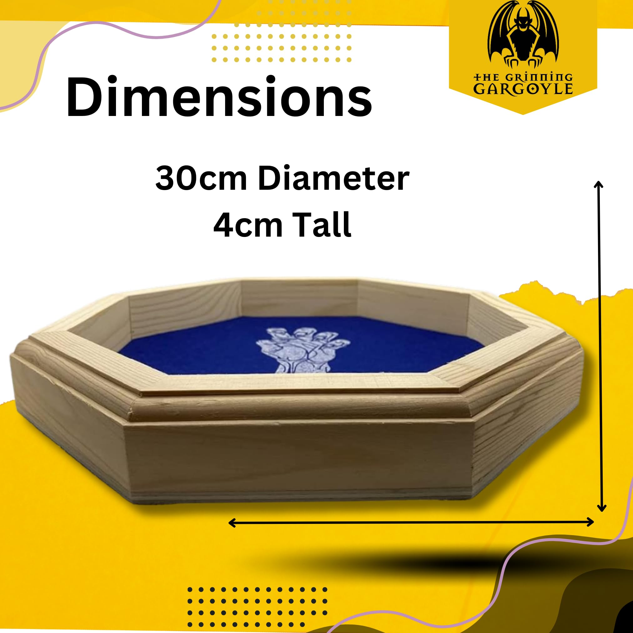 Vassoio per Dadi Deluxe in Legno di Bambù 30 cm - Accessorio Ottagonale per DnD e D&D - Rullo per Dadi Poliedrici e RPG (Vecna)