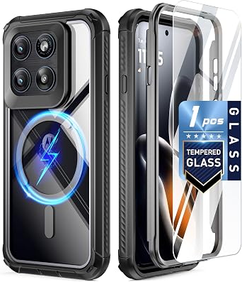 Poetic Guardian for Motorola Moto Edge 2026 Case, Fit for MagSafe | 20FT Mil-Grade Drop Tested | 1 Tempered Glass Screen Protector, Full Body Shockproof Clear Case for Moto Edge 5G 2026, Black/Clear