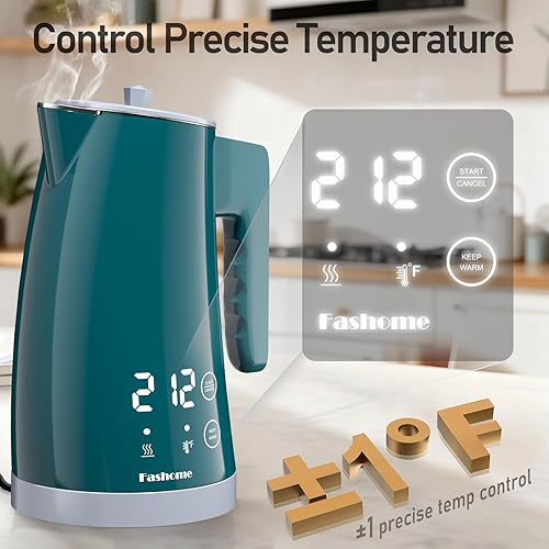 Miniatura 4 de Hervidor eléctrico con control de temperatura, 5 temperaturas preestablecidas, mantiene el calor 2 horas, caldera de agua silenciosa de 1200 W,