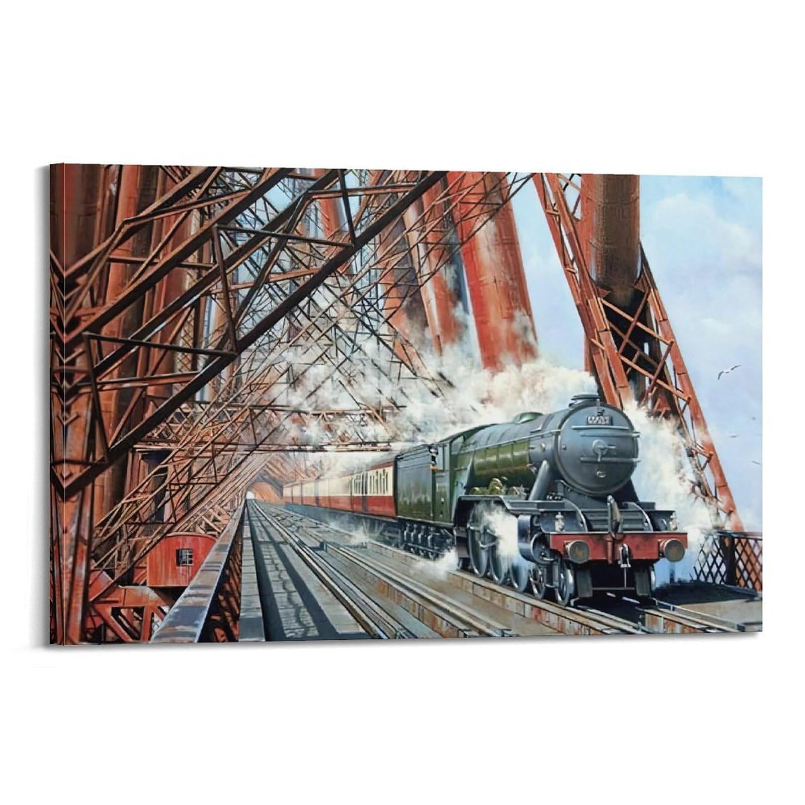 HUIYHB Vintage Steam Train Poster Bridge Poster Decorative Painting Canvas Wall Posters And Art Picture Print Modern Family Bedroom Decor Posters 12x18inch(30x45cm)