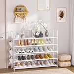 Shoe Rack 5 Tier Shoe Organizer Shoe Storage 20-25 Pairs for Closet White Shoes Rack Organizer Entryway Space Saving Shoe Shelf Shoes Stand Large Tall Shoes Tower Bedroom Garage Door