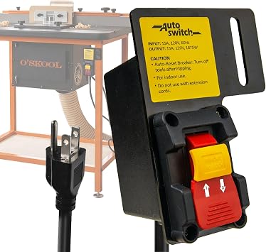 OSKOOL Router Table Switch, Paddle Safety Switch with Dual Outlets, 15A 120V Power Tool Switch for Router Table, Table Saw, Drill Press,PTA030
