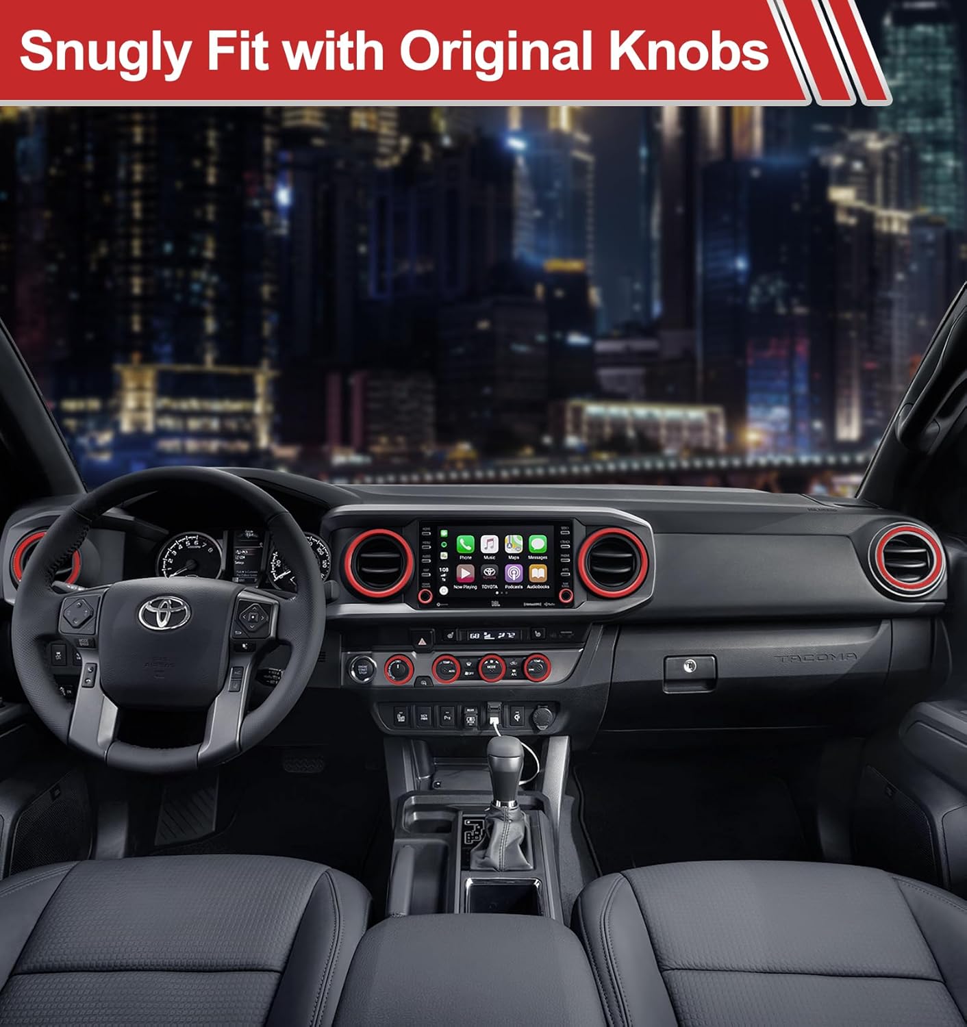 Interior Accessories for Toyota Tacoma 2023 2022 2021 2020 with 8" or 7" Touchscreens, Decorated A/C Vent Trim Rings Button Knob Covers for Air Conditioner AC Audio CD Radio Switch, 10 PCS