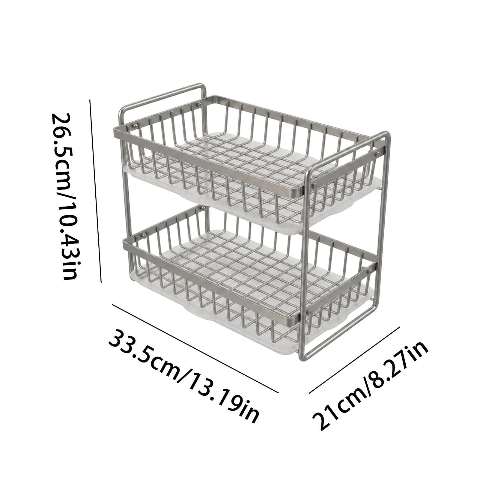 Escurridor de Tazas para Encimera Cesta de Almacenamiento Inoxidable | con Bandeja de Sin Taladro Estante para Condimentos para Vajilla de Encimera, Tazas de Café,