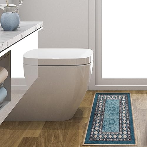 Miniatura 303 de Antep Rugs Alfombras modernas con bordes de 2 x 7 pies antideslizantes (antideslizante) de perfil bajo con parte trasera de goma para interiores