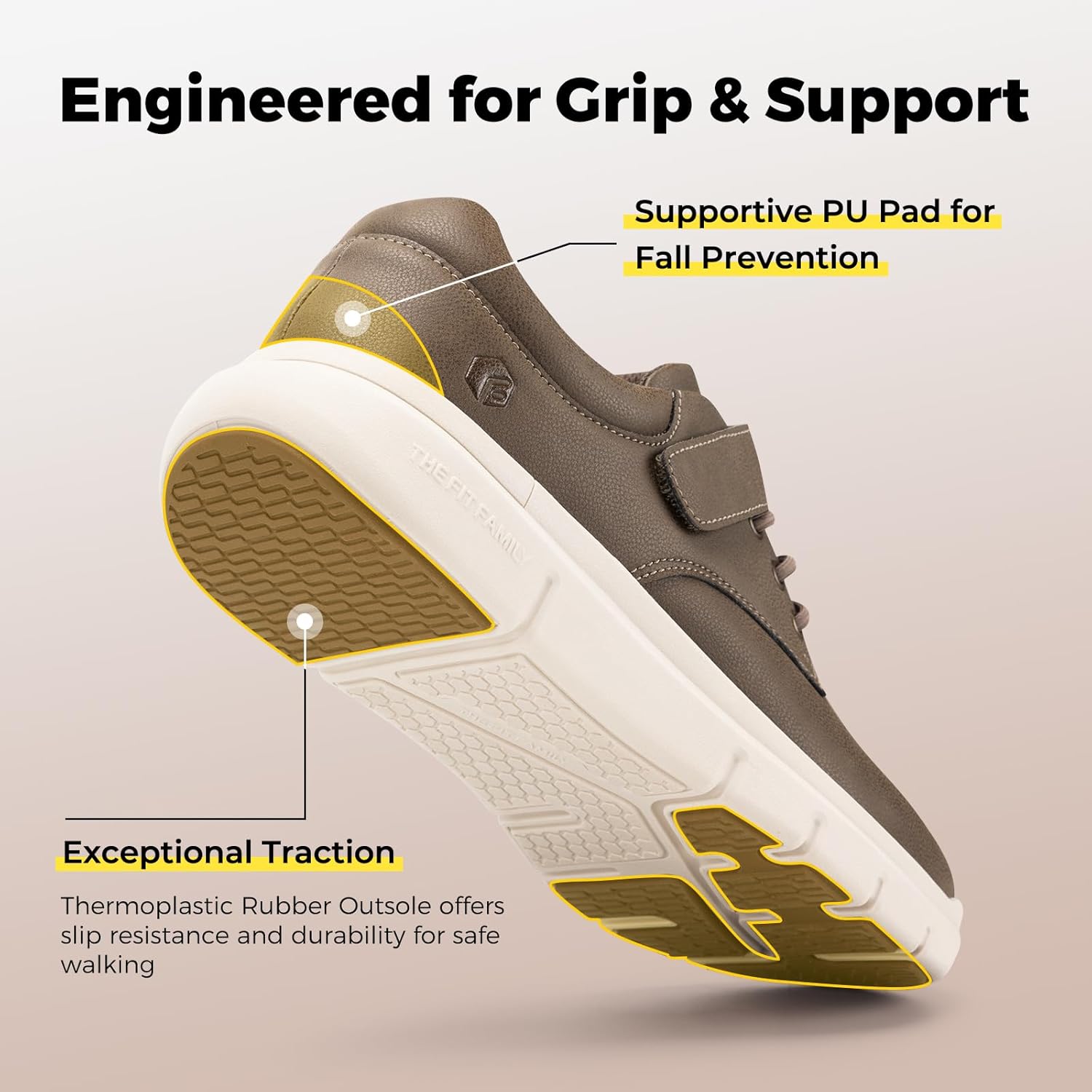 FitVille Diabetic Shoes for Men Wide Width, Leather Oxford Dress Shoes Extra Wide Walking Shoes Hook and Loop Orthopedic Sneakers for Edema and Swollen Feet - Image 5