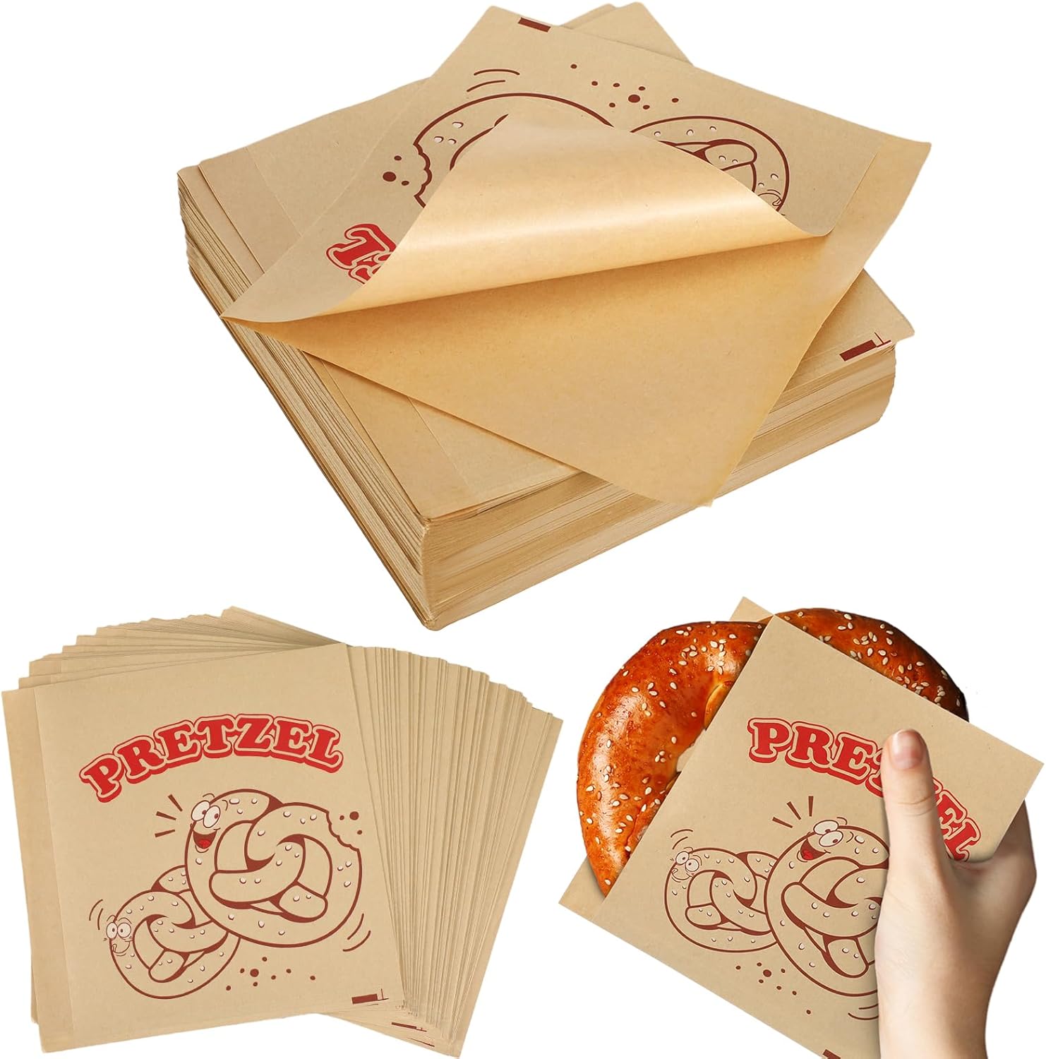 Colarr 400 Pcs Soft Pretzel Bags 6.69 x 7.09 Inch Paper