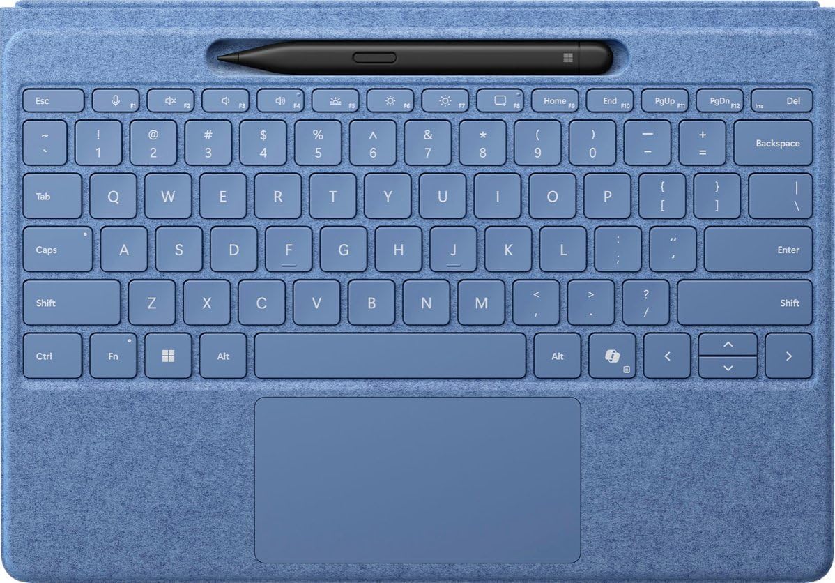 Microsoft Surface Pro Flex Keyboard with Slim Pen Bundle, 2-in-1 Alcantara keyboard for Surface Pro Copilot+ (11th Edition), Pro 9 and 8, Windows 11 Copilot+ PC, Sapphire