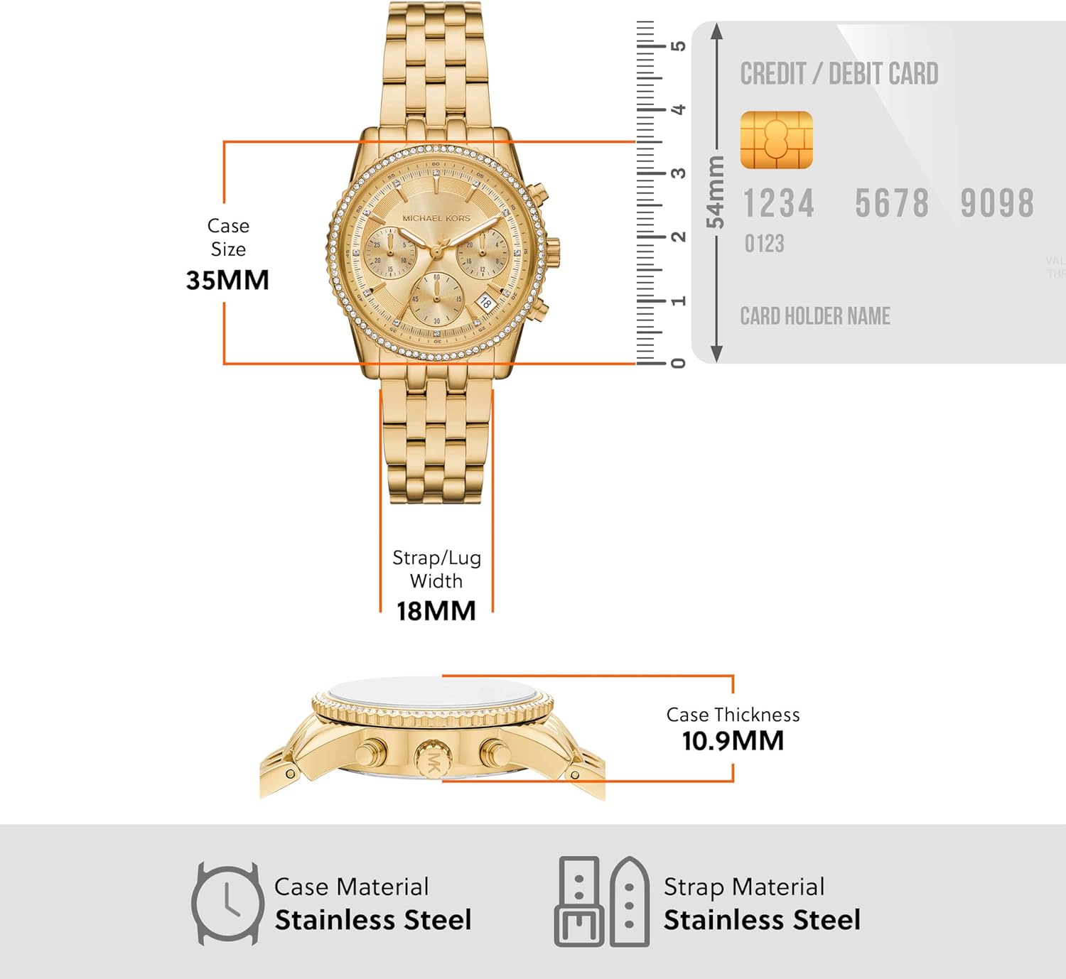 Michael Kors Bryant Chronograph Women's Watch, Stainless Steel and Pavé Crystal Watch for Women - Image 5