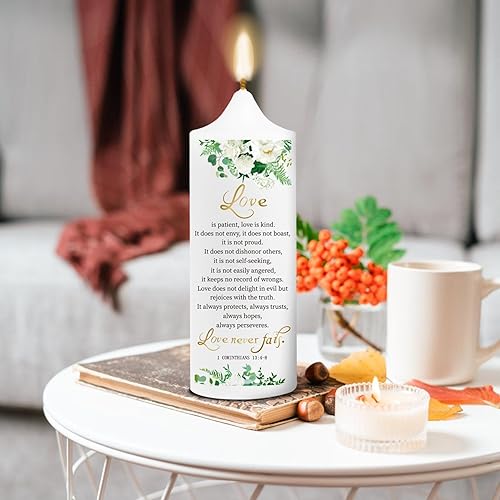 Miniatura 3 de Unity - Juego de velas de boda  Velas grandes de columna cónica blanca de la Biblia católica, tarjeta de decoración de pared religiosa, regalo de