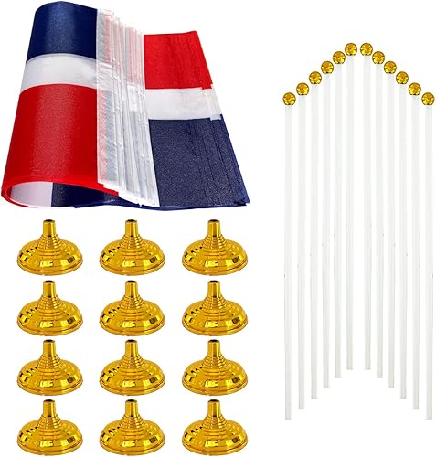 Miniatura 192 de WXTWK Paquete de 12 banderas argentinas de escritorio con base de soporte, decoración de celebración para eventos y eventos