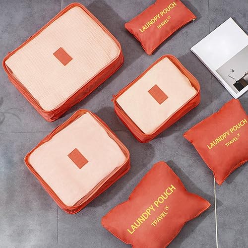 Vista 8 de Juego de 6 cubos de embalaje para equipaje de viaje, bolsas de equipaje reutilizables impermeables, bolsas organizadoras con bolsa para zapatos