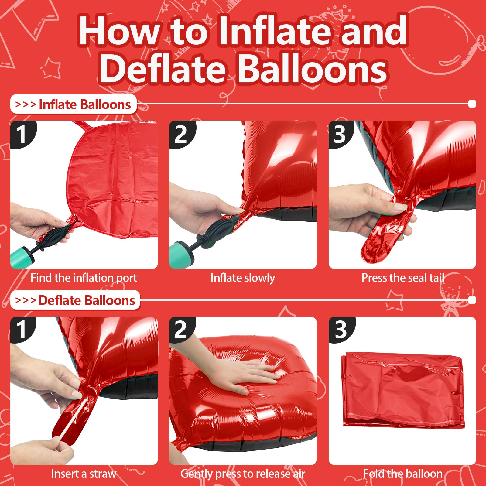NISOCY 48 globos cuadrados de papel de aluminio rojo y negro para telón de fondo de pared de doble cara, kit de arco de globos rojos y negros para cumpleaños, día de San Valentín, Halloween