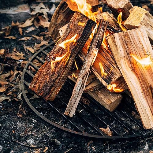 Miniatura 3 de TITAN GREAT OUTDOORS Ash & Ember - Rejilla redonda para hogueras, rejilla de madera elevada de acero resistente de 12 pulgada, chimenea y hogueras