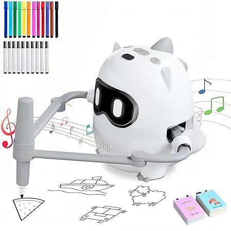 Drawing Robot for Kids with Camera Recognition, Smart Voice Interactive Painting Robot Educational Machine, Learning Toys with 100 Cards, 12 Colorful Pens for 3 4 5 6 7 8 Year Old Boys Girls