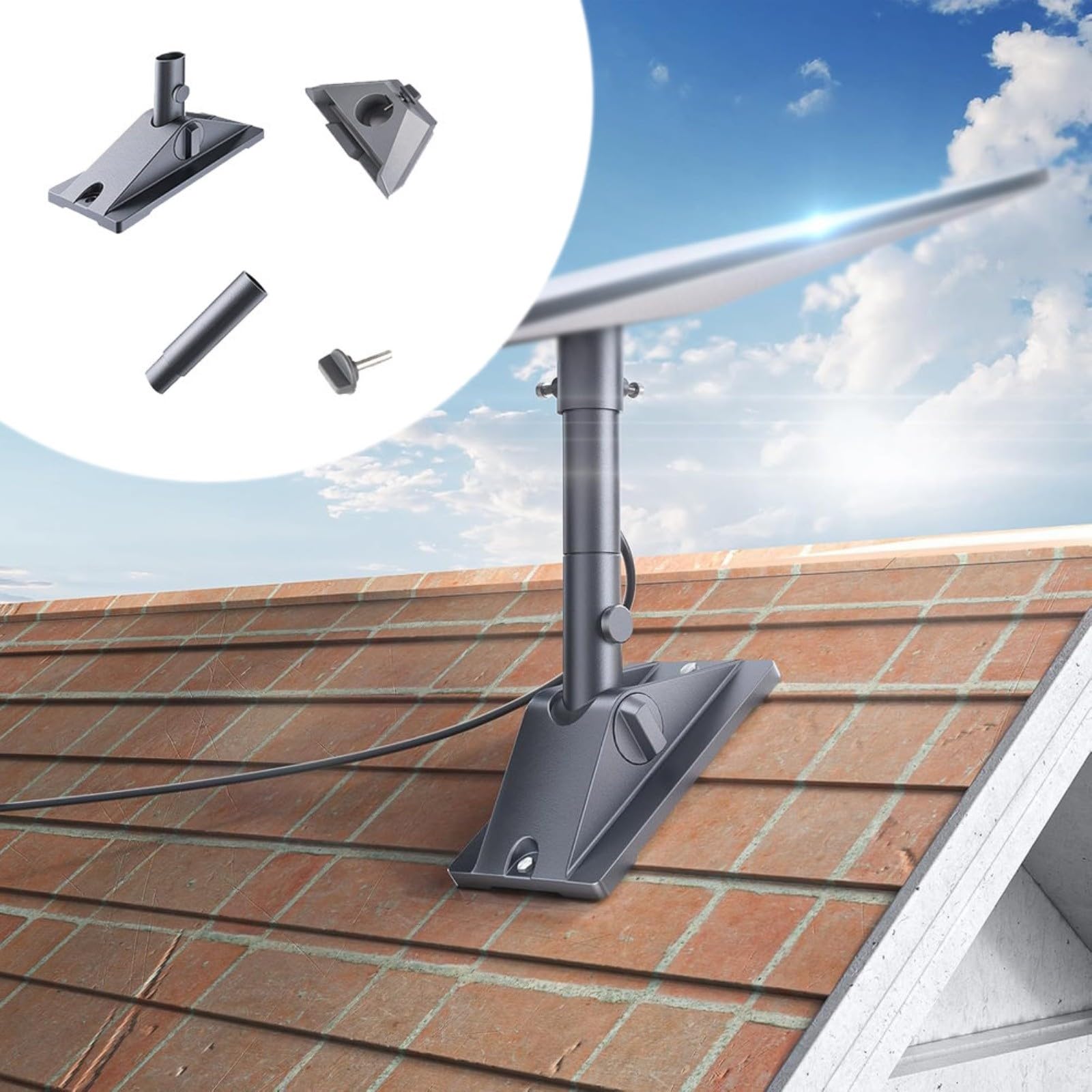 Staffa per pannello solare, kit di montaggio regolabile in lega di alluminio per sistemi energetici alternativi per giardino domestico con rivestimento impermeabile