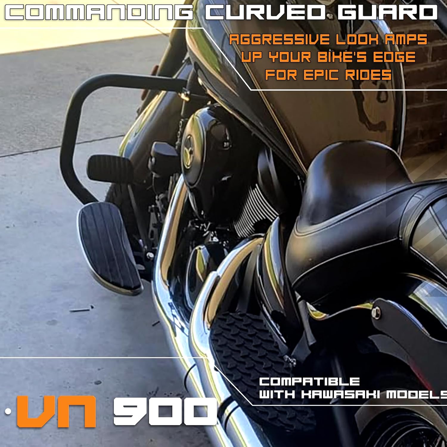 Crash Bar Classic Engine Guard Highway Bar Compatible with Kawasaki Vulcan 900 VN900 Custom Classic 2006-23 (Black)