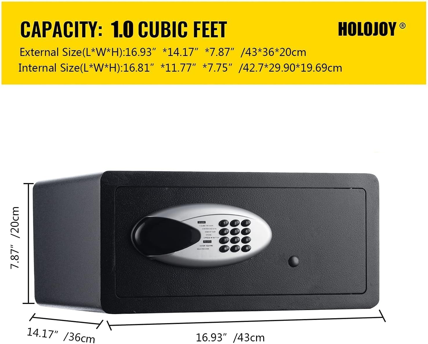 Fire Water Hotel Safes Steel Home Security Electronic Lock Box Cabinet Safe- Se Cash, Jewelry, Id Documents