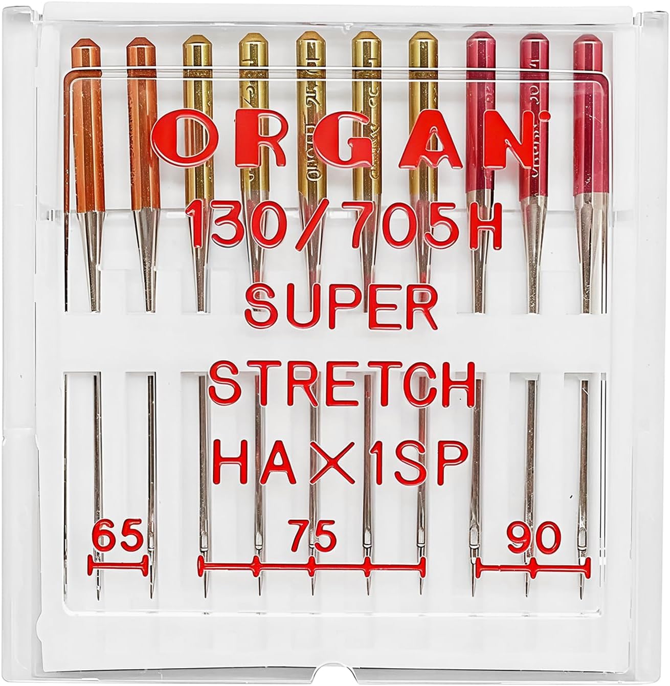 Fbshicung 10PCS Organ Needles Serger #65 - #75 - #90 Combo HAx1SP Needles for Elastic Knitted Fabric Anti-Jump Needle