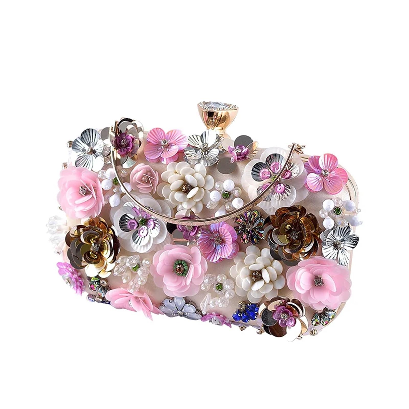 Handgemachte florale Hochzeits-Clutch – elegante Banketttasche mit dekorativen Blumenakzenten, multifunktionale Kosmetiktasche