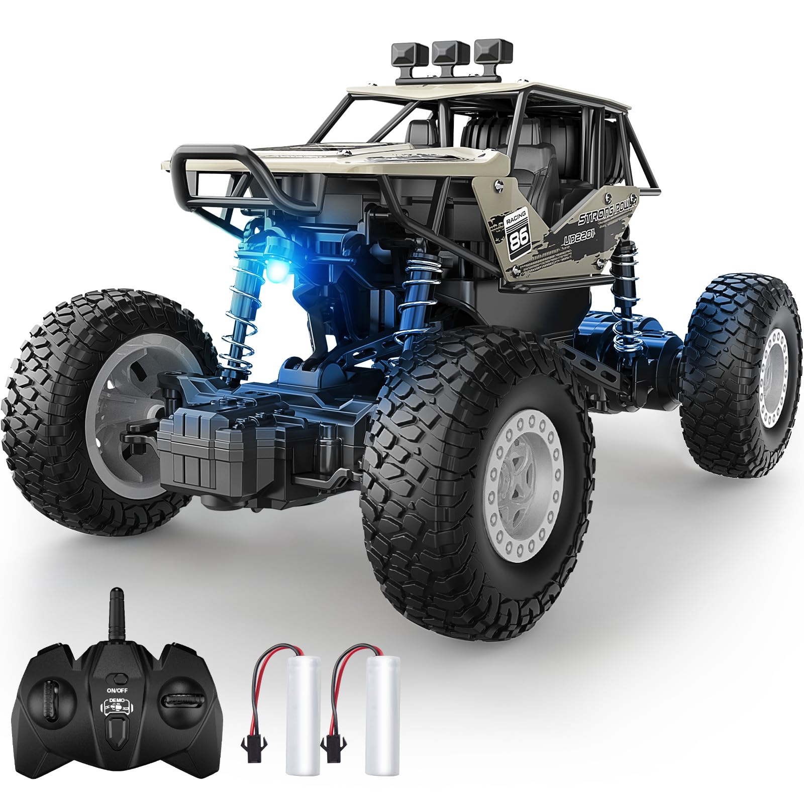 DoDoeleph Remote Control Moster Truck, Offroad RC Cars, 1/20 Metal Shell All Terrains Off Road Stunt Car Rechargeable Long Running Vehicle Crawler Toys Gift for Boys Girls Kids