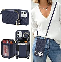 Compatible iPhone 12 Case, Shoulder Strap, Back Storage, iPhone 12 Pro Case, Card Storage, Shoulder Hanging, Cross-Body Hanging, Smartphone Shoulder Strap, Shockproof, Adjustable, Mobile Phone