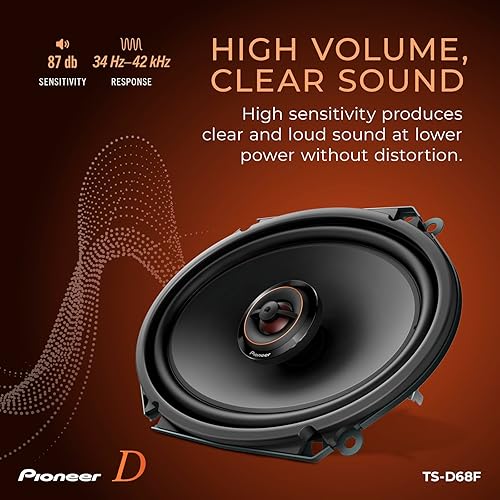 Miniatura 5 de PIONEER TS-D68F, Altavoces de audio para coche de 2 vías, rango completo, calidad de sonido clara, fácil instalación y respuesta de graves mejorada,