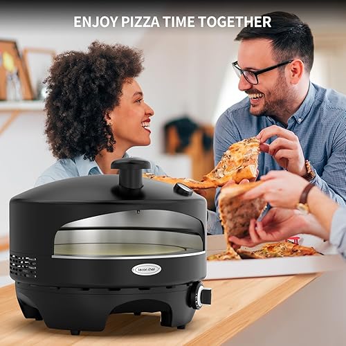 Miniatura 6 de Horno de pizza de 16 pulgadas para exteriores, horno de pizza a propano con piedra de cordierita, termómetro integrado, a gas para patio trasero y