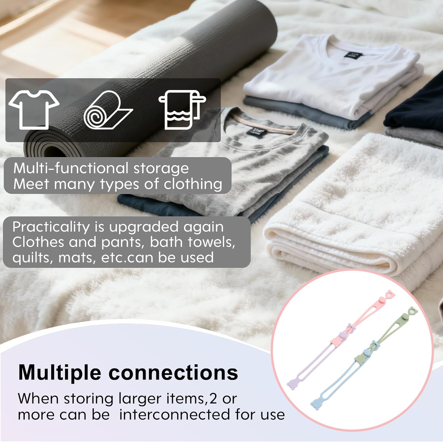 24Pcs Silicone Cable Ties，Reusable Cable Management Organizer for Bundling Earphone、Phone Charger、Computer Cords Multipurpose Elastic Cord suitable for Home,Office,Travel (Purple-pink)