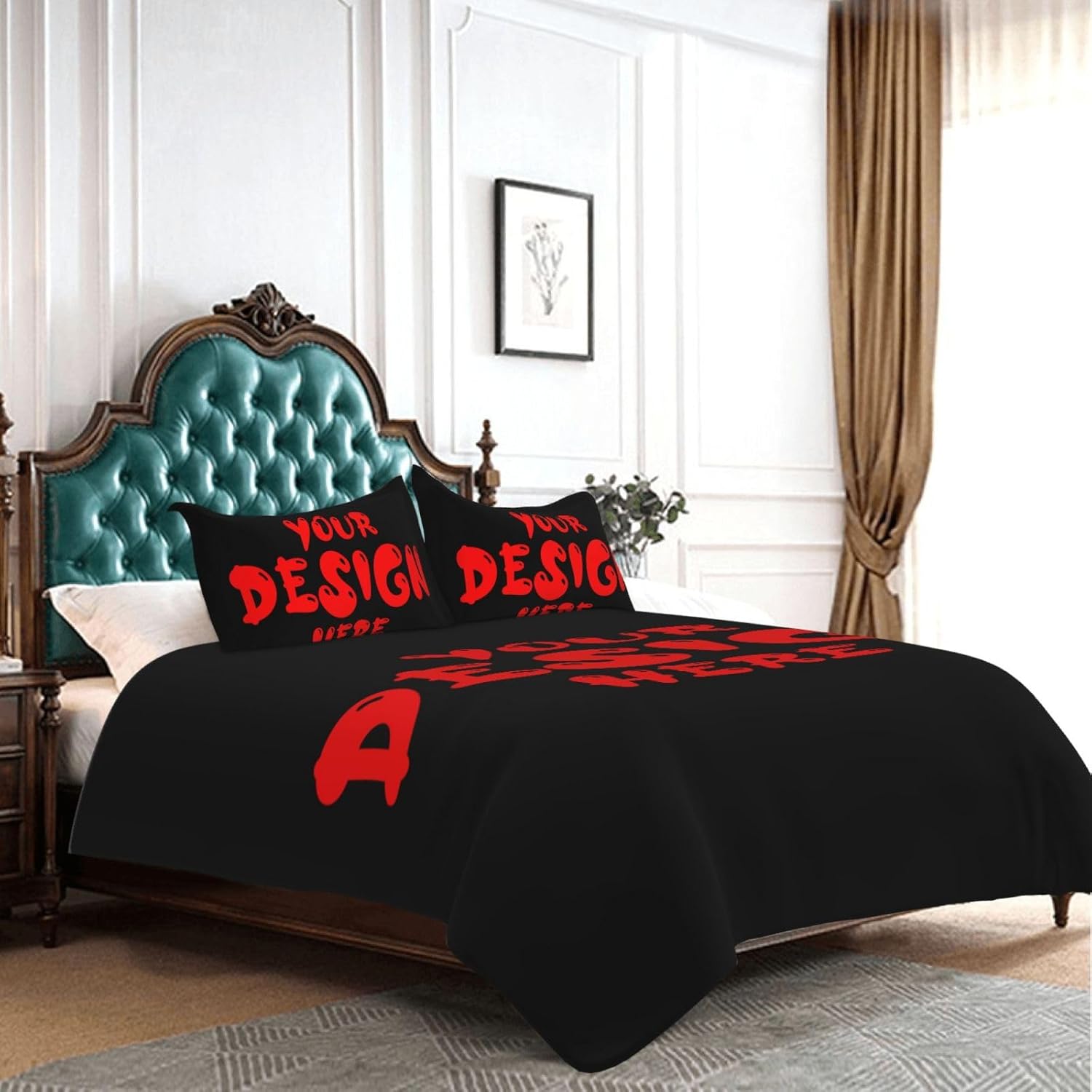 Custom Comforter Set Design Your Own Text/Logo/Image Personalized Bed Set Personalized Comforter Set Comforter Set with 2 Pillowcases for Family Queen
