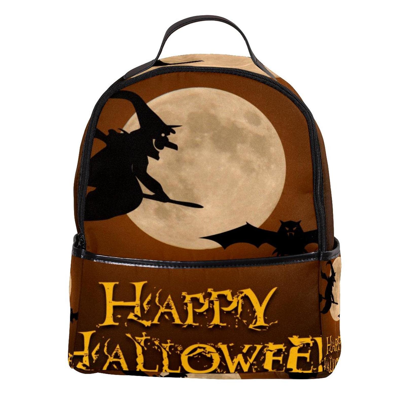 Mochila de regalo para Halloween con calabazas y luna llena, bolsa escolar original unisex 6