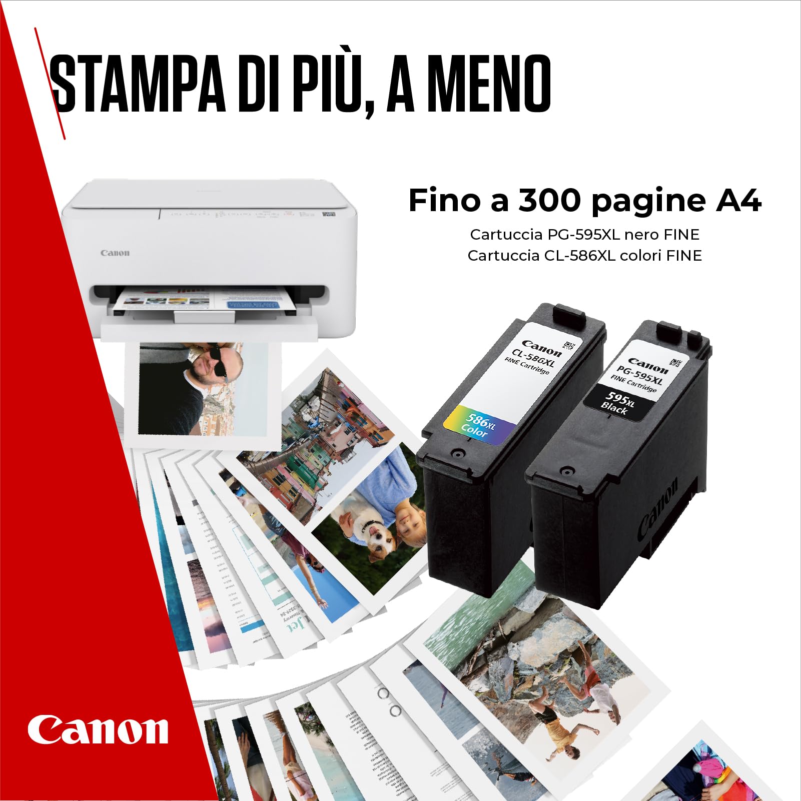 Canon PG-595 XL/CL-586 XL Cartucce per Stampante Originali (1 x Nero, 1 x Colori) & 4x6 Carta Fotografica (50 x Fogli) GP-501