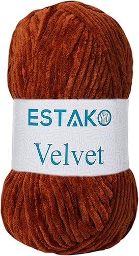 Estako Manta de felpilla de terciopelo amigurumi para tejer y tejer, súper voluminosa, 3.53 oz (132 yardas) (1420 - zorro)