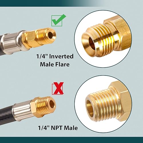 Miniatura 2 de GASPRO Manguera de propano RV de 15 pulgadas con 1/4 pulgadas macho invertido, repuesto de manguera de propano para autocaravana para regulador de
