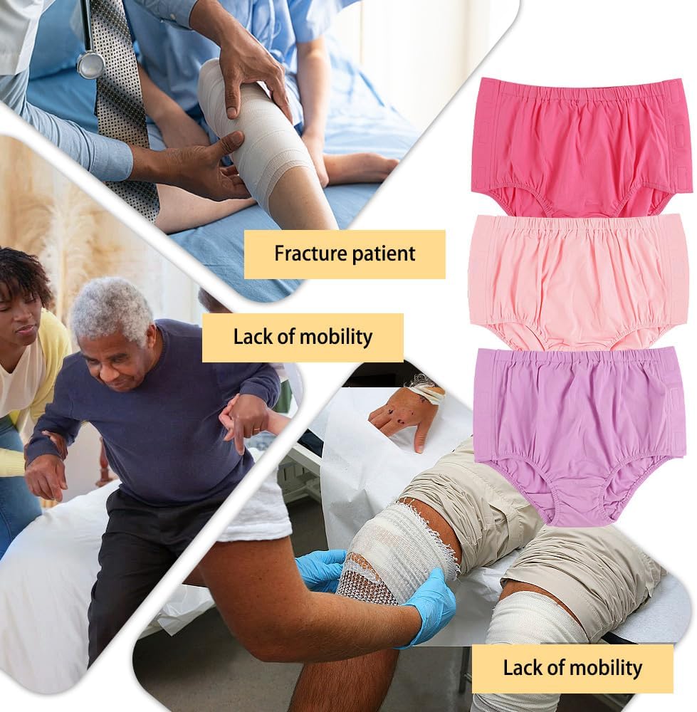 3 Pack Cotton Post Surgery Underwear for Women, Disabled Adaptive, Tear Away Briefs, Reusable Incontinence Underpants - Image 6
