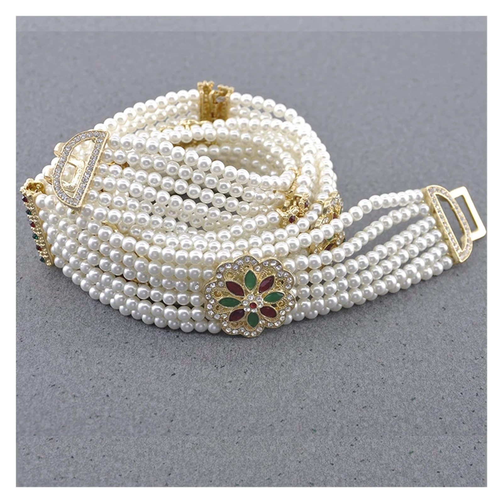 Ceintures en perles pour femme - Magnifique chaîne de taille en perles - Longueur réglable - Bijoux de mariée européenne - Fleur de mariage