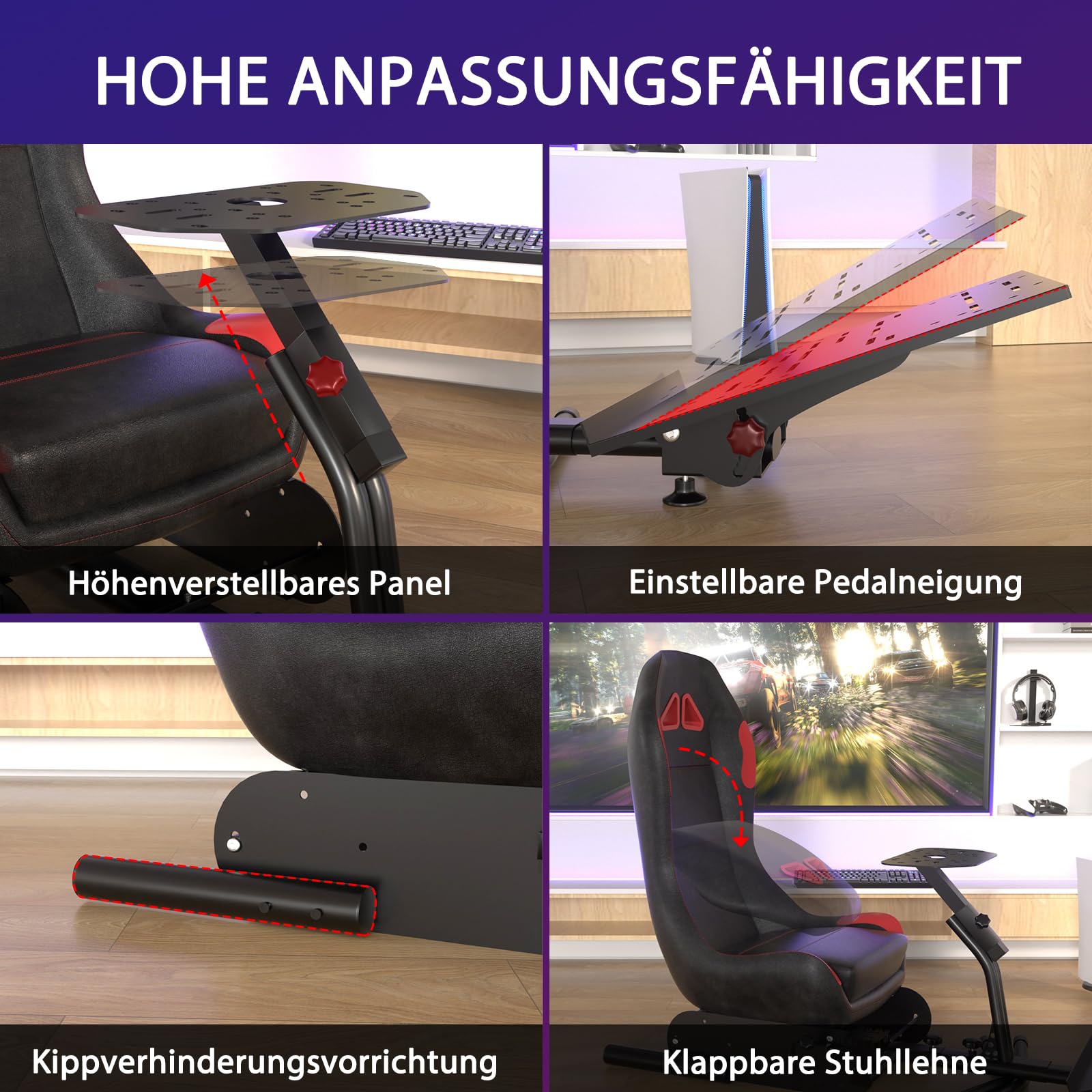 DIWANGUS Lenkradständer,Racing Wheel Stand mit Sitz Gaming Chair Fahrcockpit, Racing Seat für Logitech G923 G920 G29 G27 G25 & Thrustmaster T248X T248 T300Rs TX T150 PS4 PS5