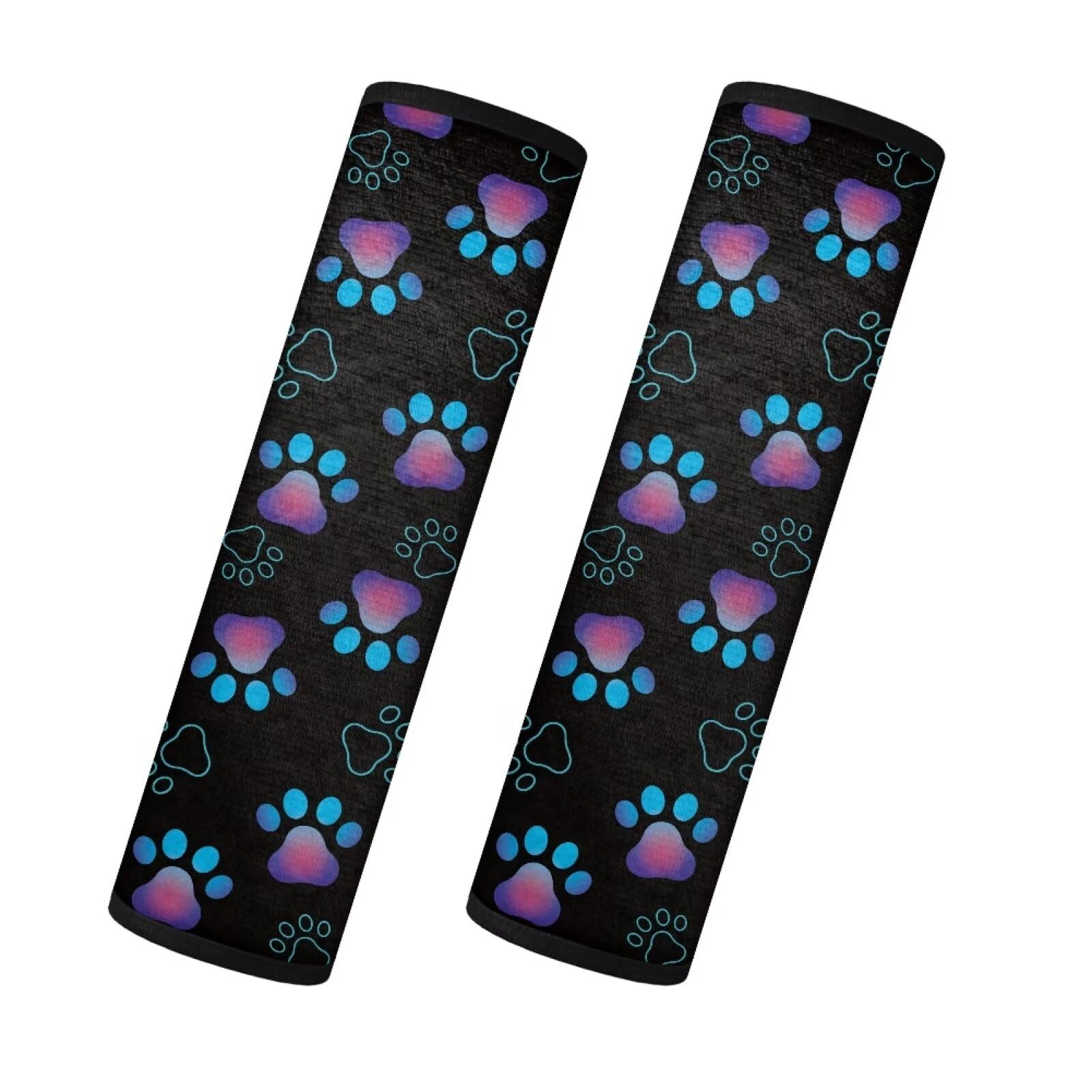 Bulopur Blue Dog Paw Prints Universal Car Seat Belt Pads Cover Comfortable Driving Shoulder Safety Strap Covers Pads 2 Piece Soft Suitable for Car