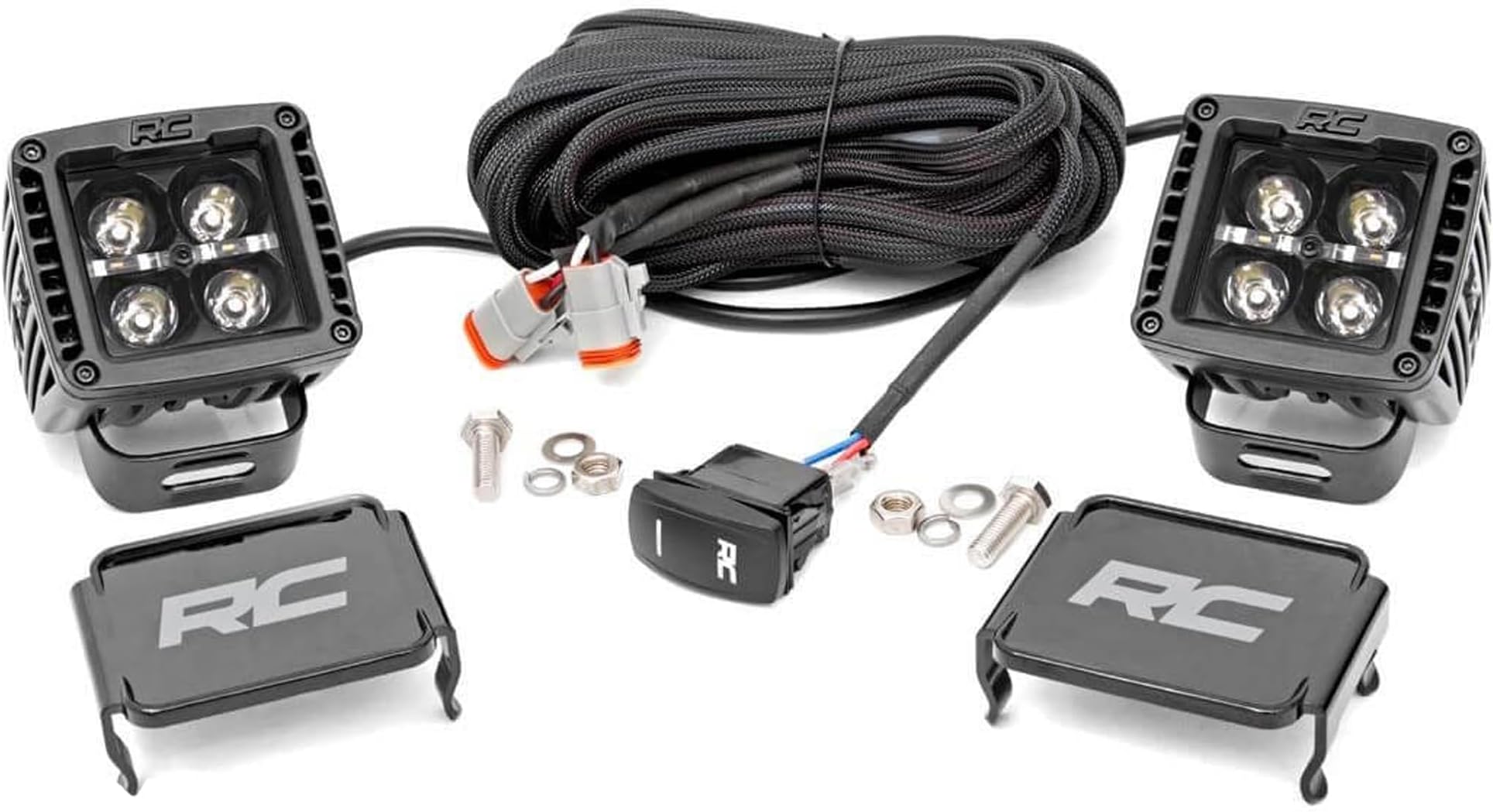 2" Black Series Square LED Cube Lights | White DRL - 70903BLKDRL