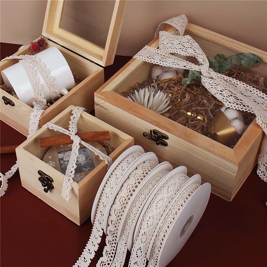 ToBeIT Bande De Dentelle Rétro En Coton élastique Env. 10 M À Usage Décoratif Idéale Pour Couture, Artisanat, Mariage, Créacollage, Boîte Cadeau (beige/10 M