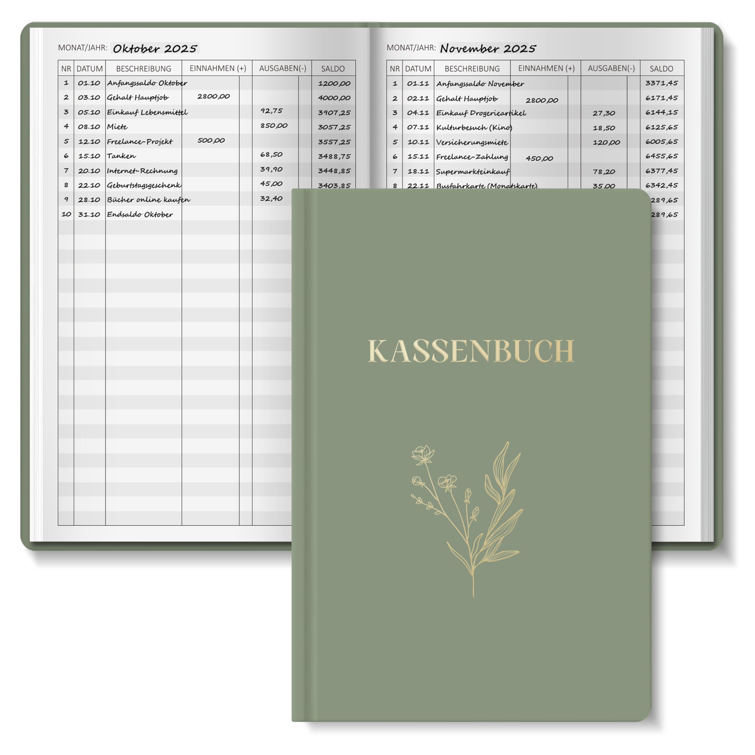 BIROYAL Kassenbuch A5-120 Seiten Haushaltsbuch, Budget Planner & Kassenbücher - Einnahmen Ausgaben Buch - Haushaltsbuch zum Eintragen - Kassenbuch Kleinunternehmer- Ausgaben Tracker Finanzplaner