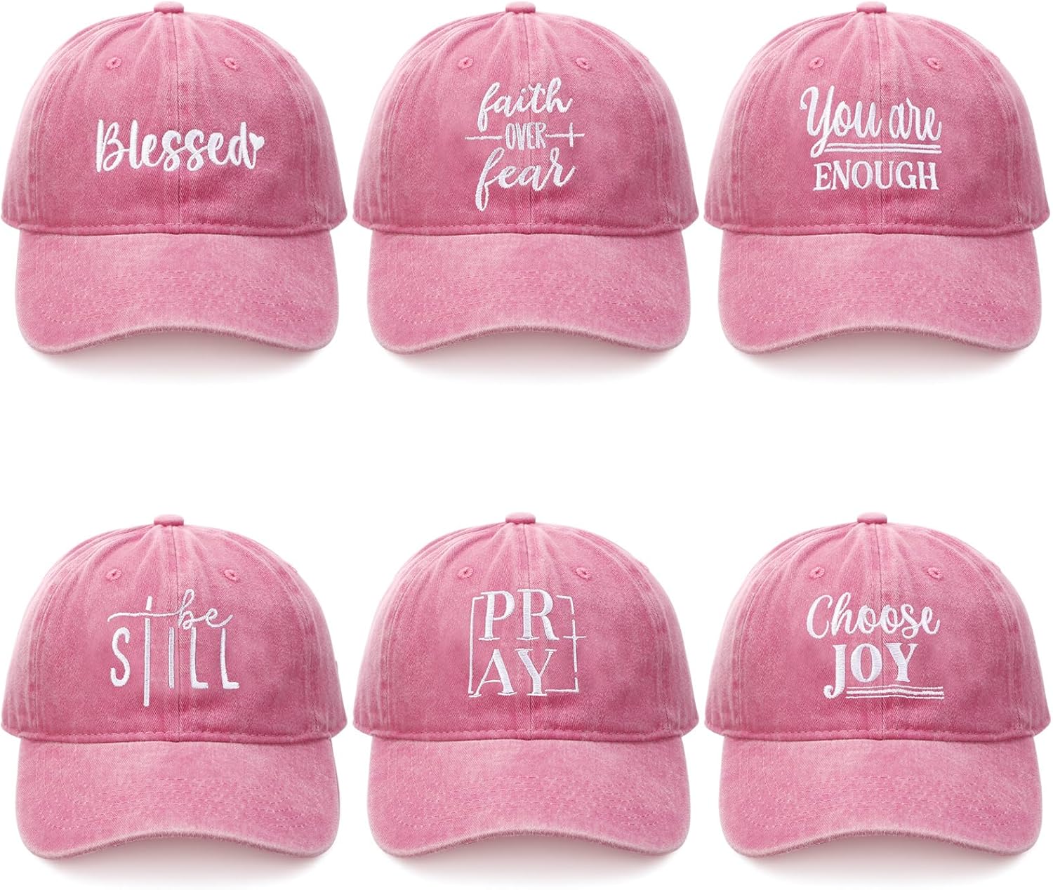 6 Pack Christian Hats for Men Women Baseball Caps Jesus Faith Religious Gifts for Church Pastor